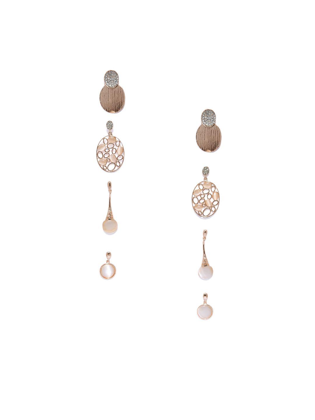 zaveri pearls rose gold plated circular drop earrings