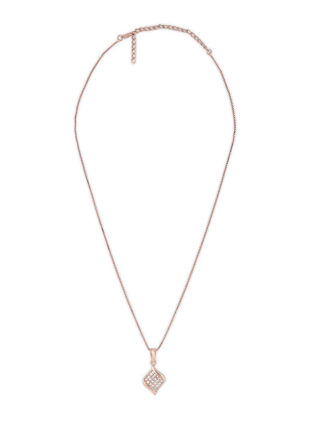 zaveri pearls rose gold-plated cubic zirconia embellished pendant & chain-zpfk16620