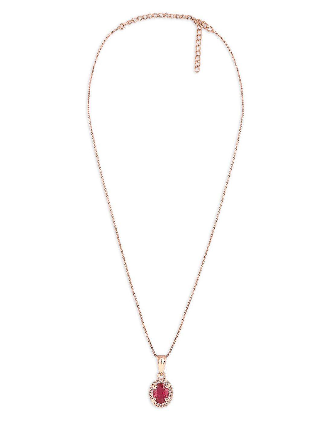 zaveri pearls rose gold-plated cz studded pendant with chain