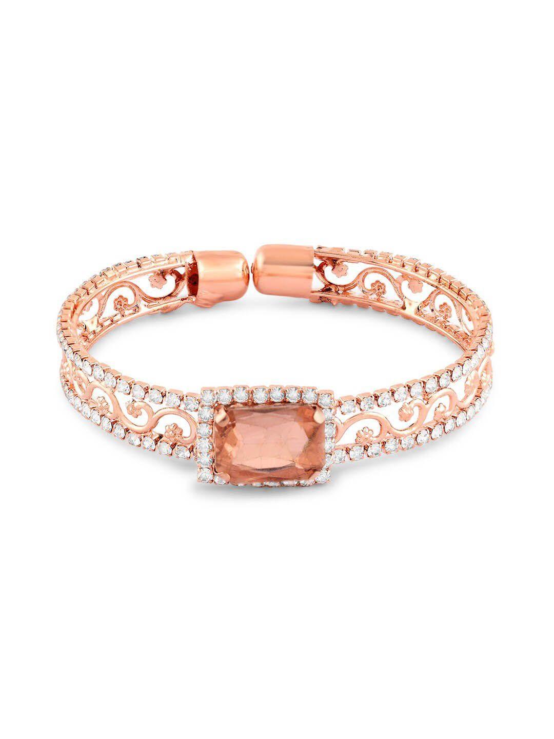 zaveri pearls rose gold plated kada bracelet