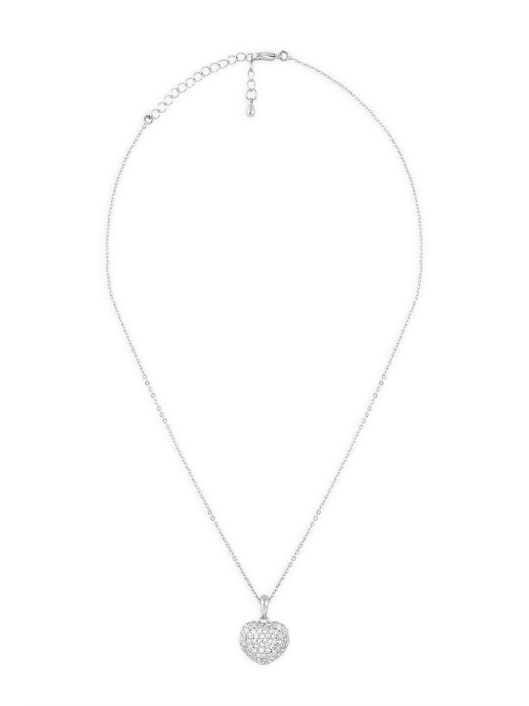 zaveri pearls silver-plated cz-studded pendant with chain