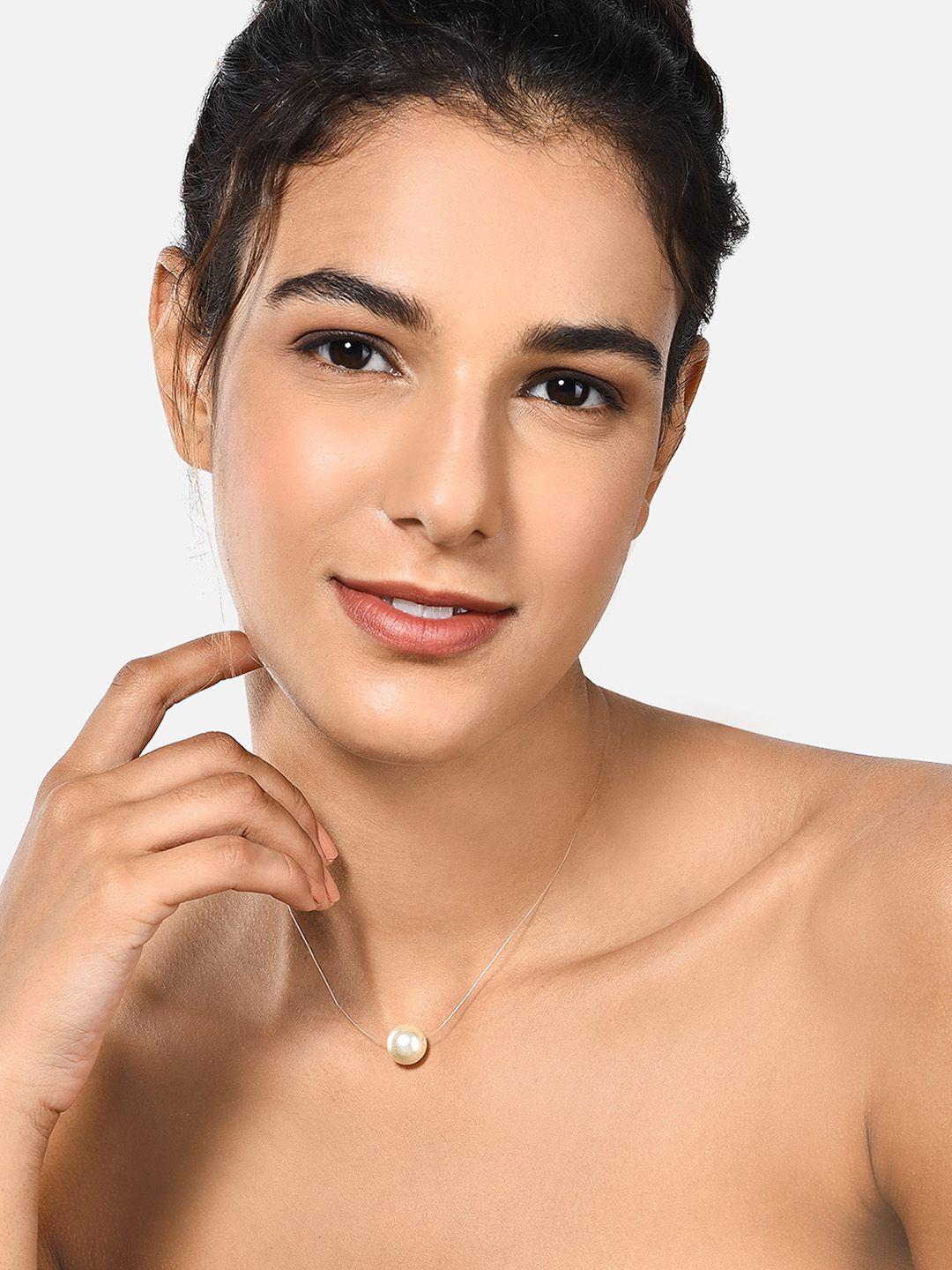 zaveri pearls silver-plated invisible string magic floating pearls chain