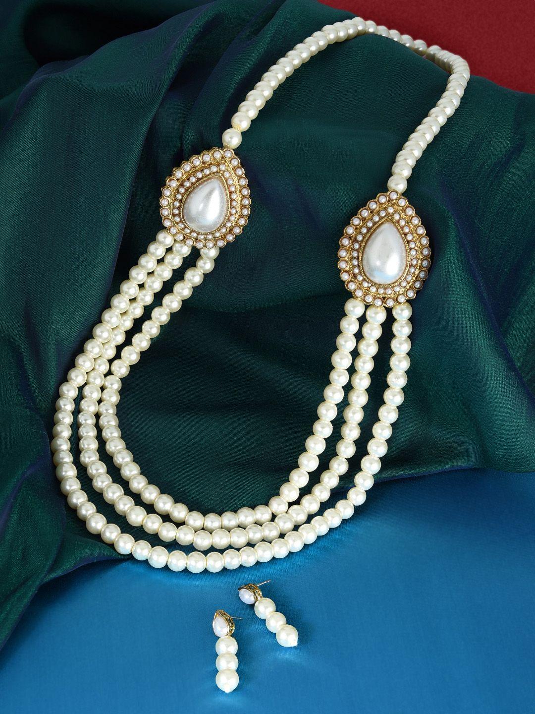zaveri pearls white pearl jewellery set
