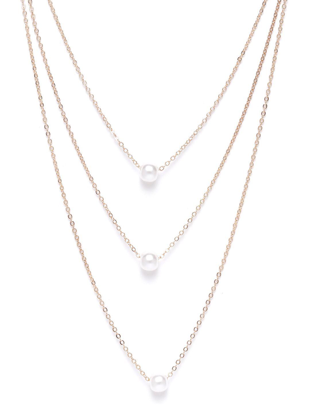 zaveri pearls white rose gold-plated beaded layered necklace