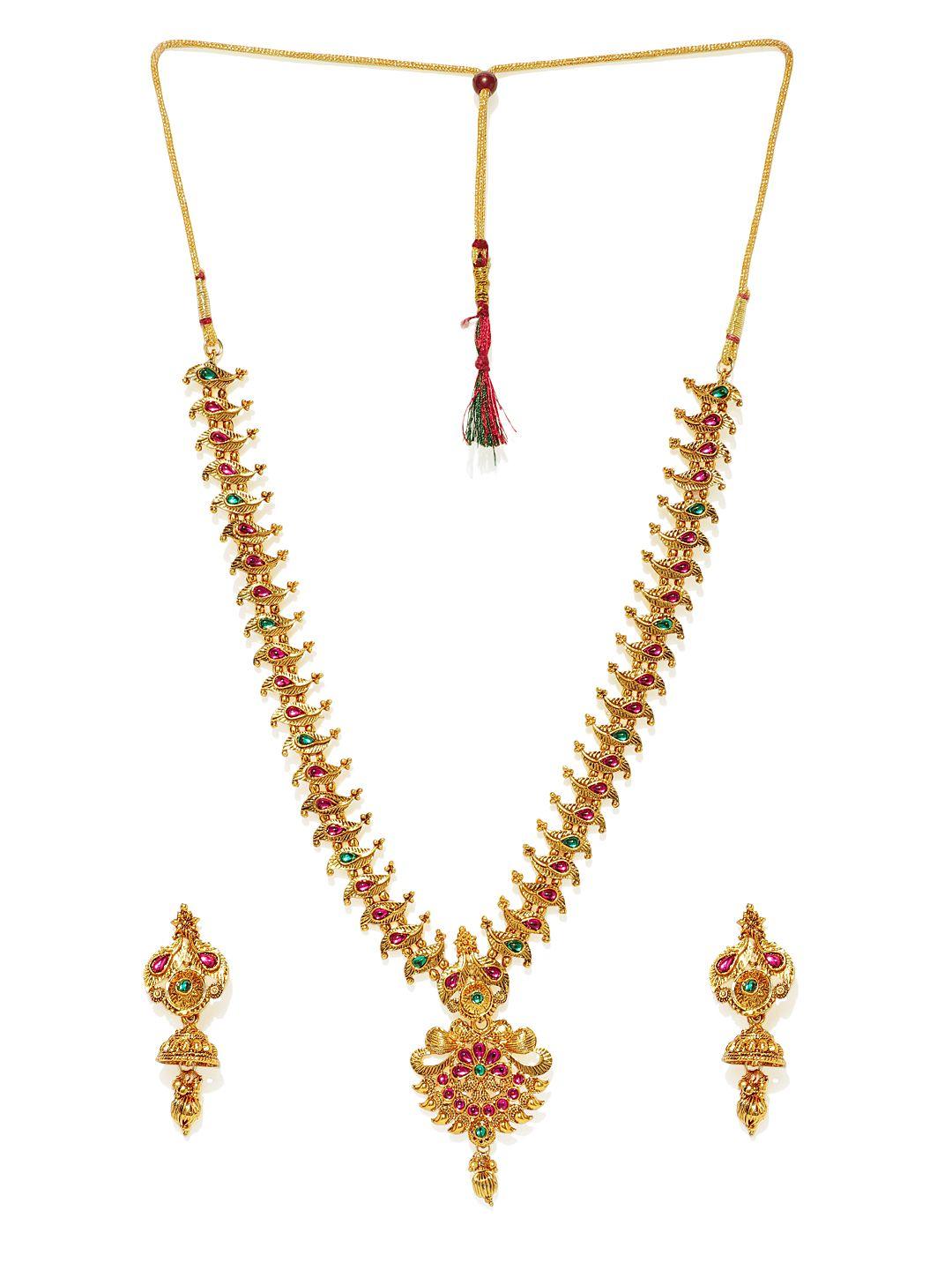 zaveri pearls women gold-plated jewellery set