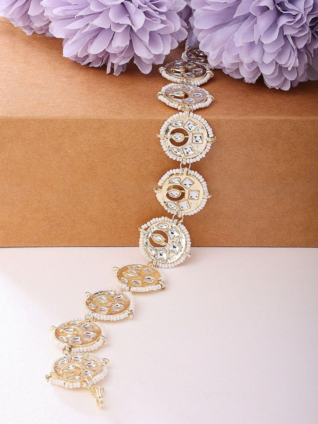 zaveri pearls women gold-toned & white embellished hairband