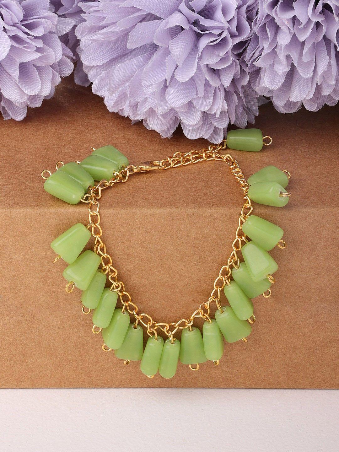 zaveri pearls women green gold-plated wraparound bracelet