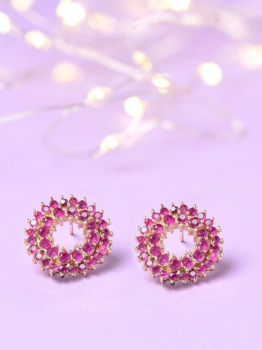 zaveri pearls women pink contemporary studs earrings