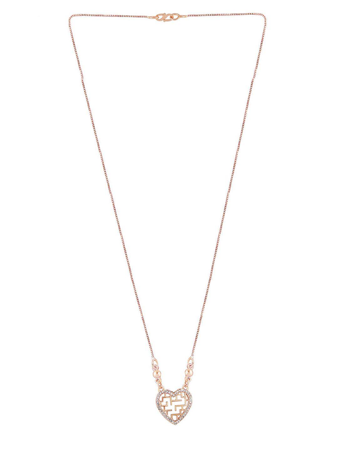 zaveri pearls women rose gold-toned & white brass rose gold-plated necklace