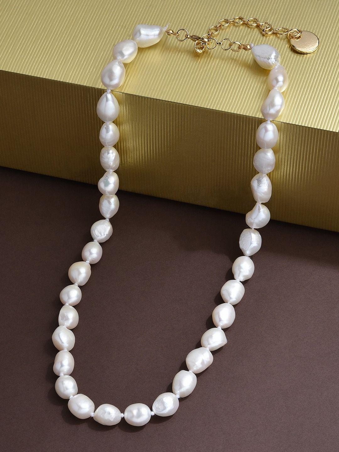 zaveri pearls women white necklace and chains