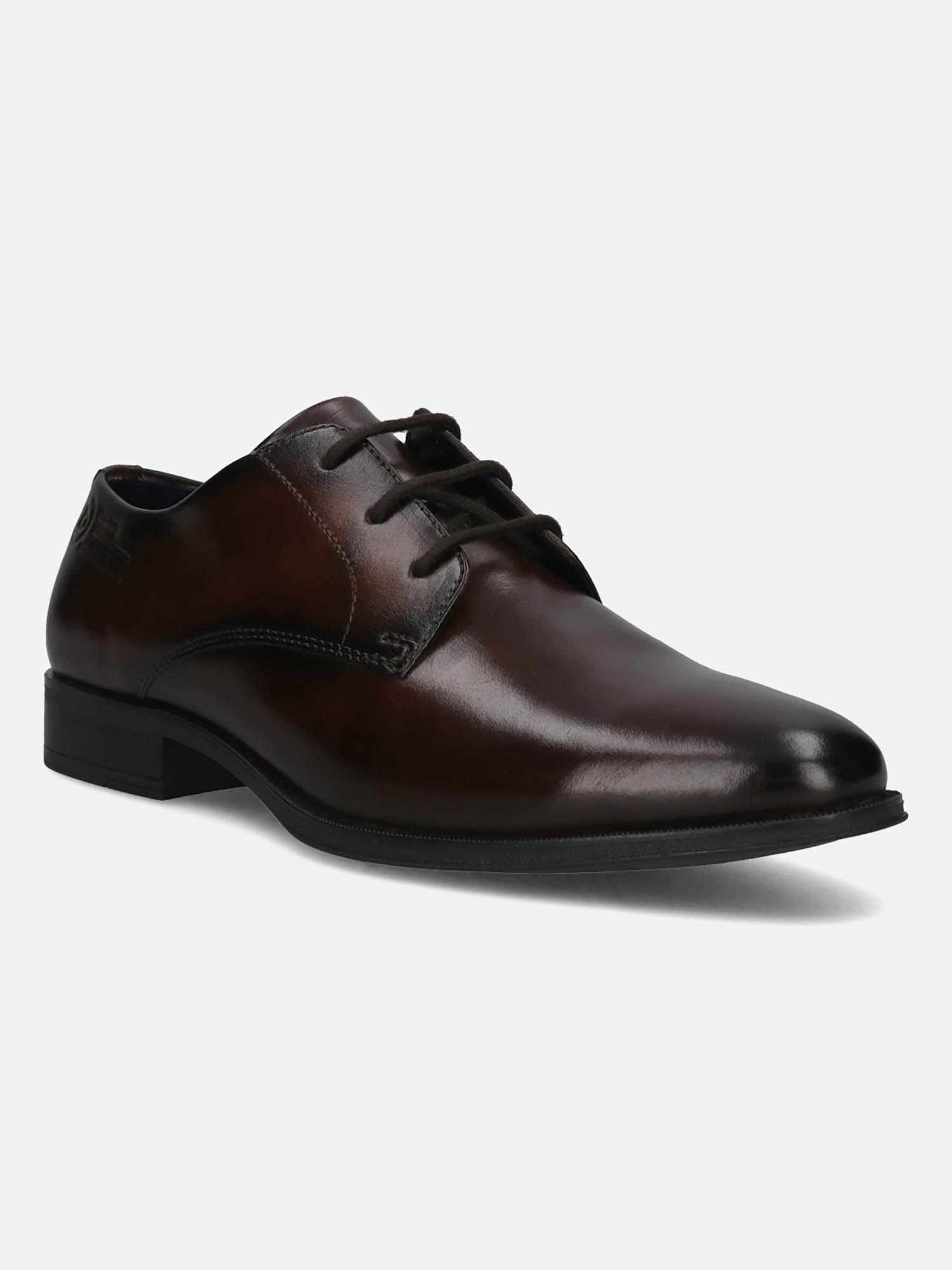 zavinio brown men leather derby formal shoes