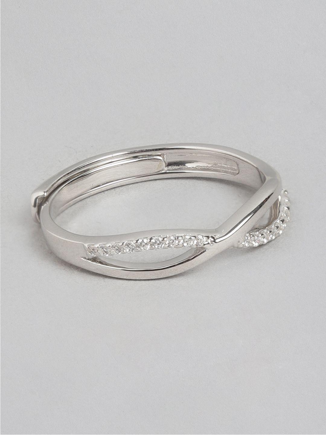 zavya infinity 925 pure silver cz rhodium-plated finger ring