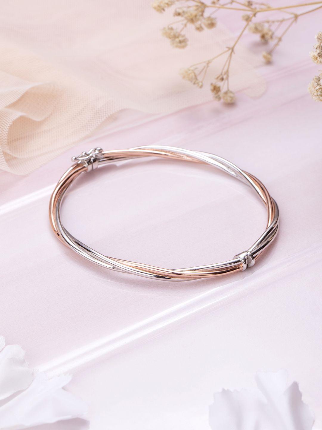 zavya women 925 pure sterling silver rose gold-plated multistrand bracelet