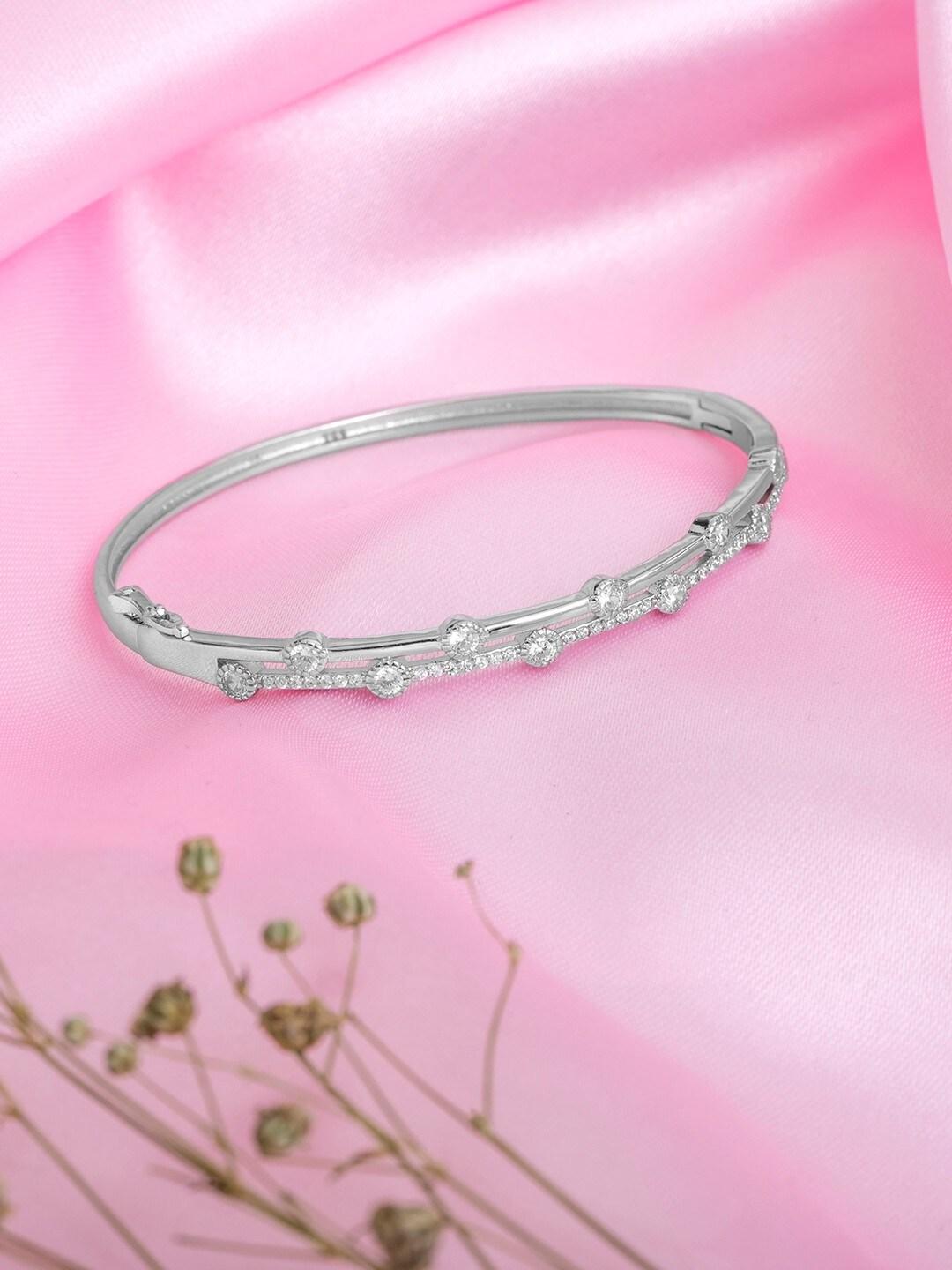 zavya women 925 sterling silver rhodium-plated cuff bracelet