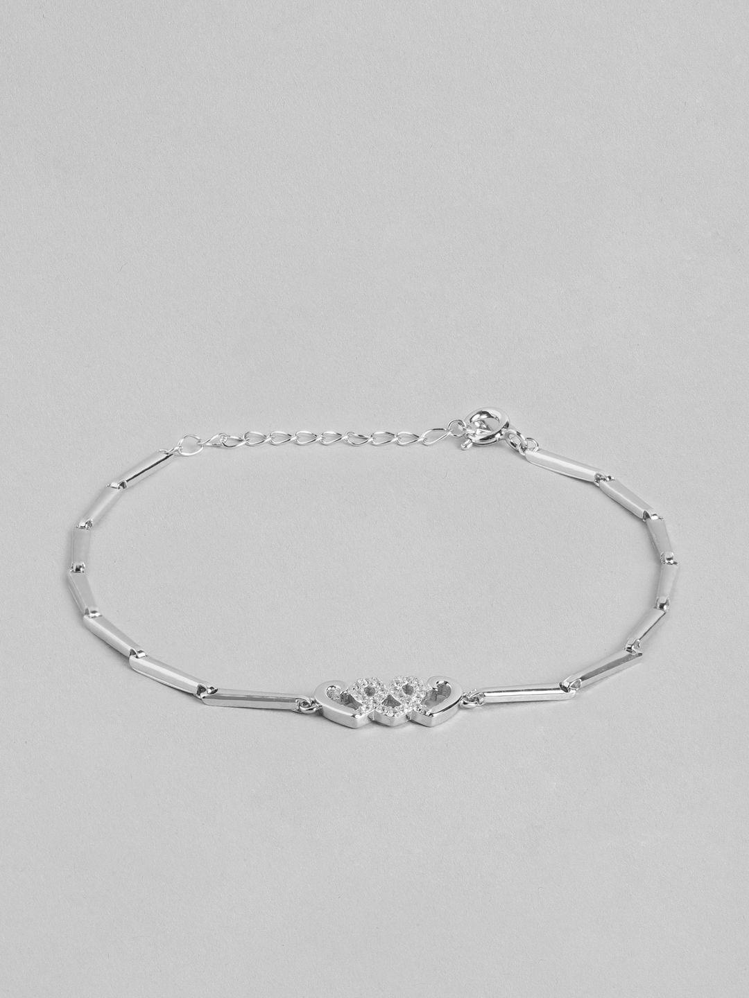 zavya women sterling silver cubic zirconia rhodium-plated link bracelet