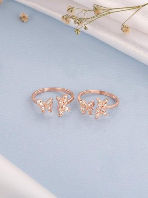 zavya 92.5 sterling silver butterfly toe ring for women