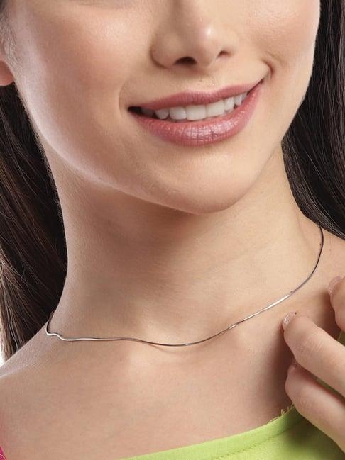 zavya 92.5 sterling silver rhodium-plated snake chain for women