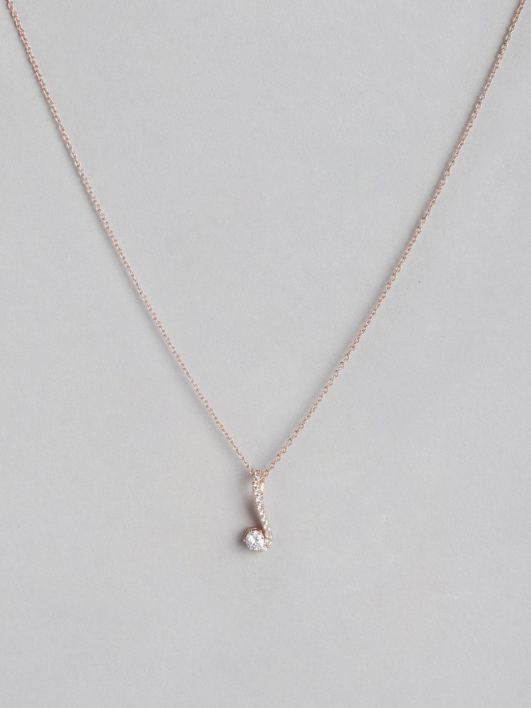 zavya 925 pure sterling silver cz rose gold-plated necklace