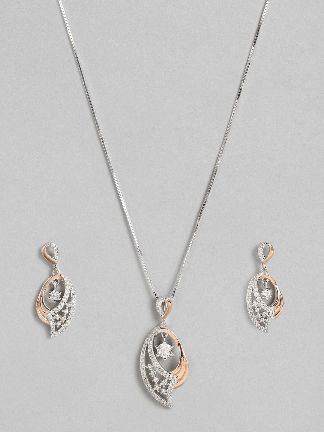 zavya 925 pure sterling silver rhodium-plated pearls jewellery set