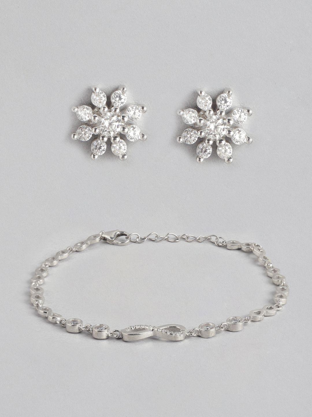 zavya 925 sterling silver rhodium-plated jewellery set