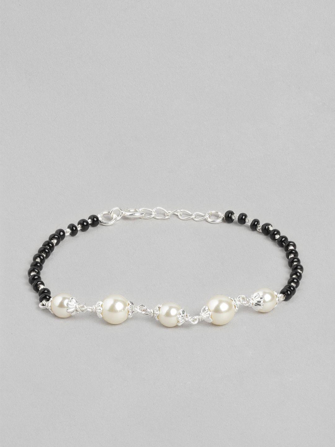 zavya 925 women pure silver pearls rhodium-plated charm bracelet