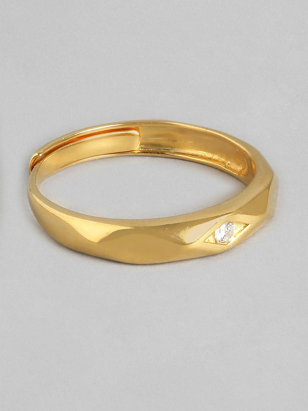 zavya men 925 pure silver cz gold-plated finger ring