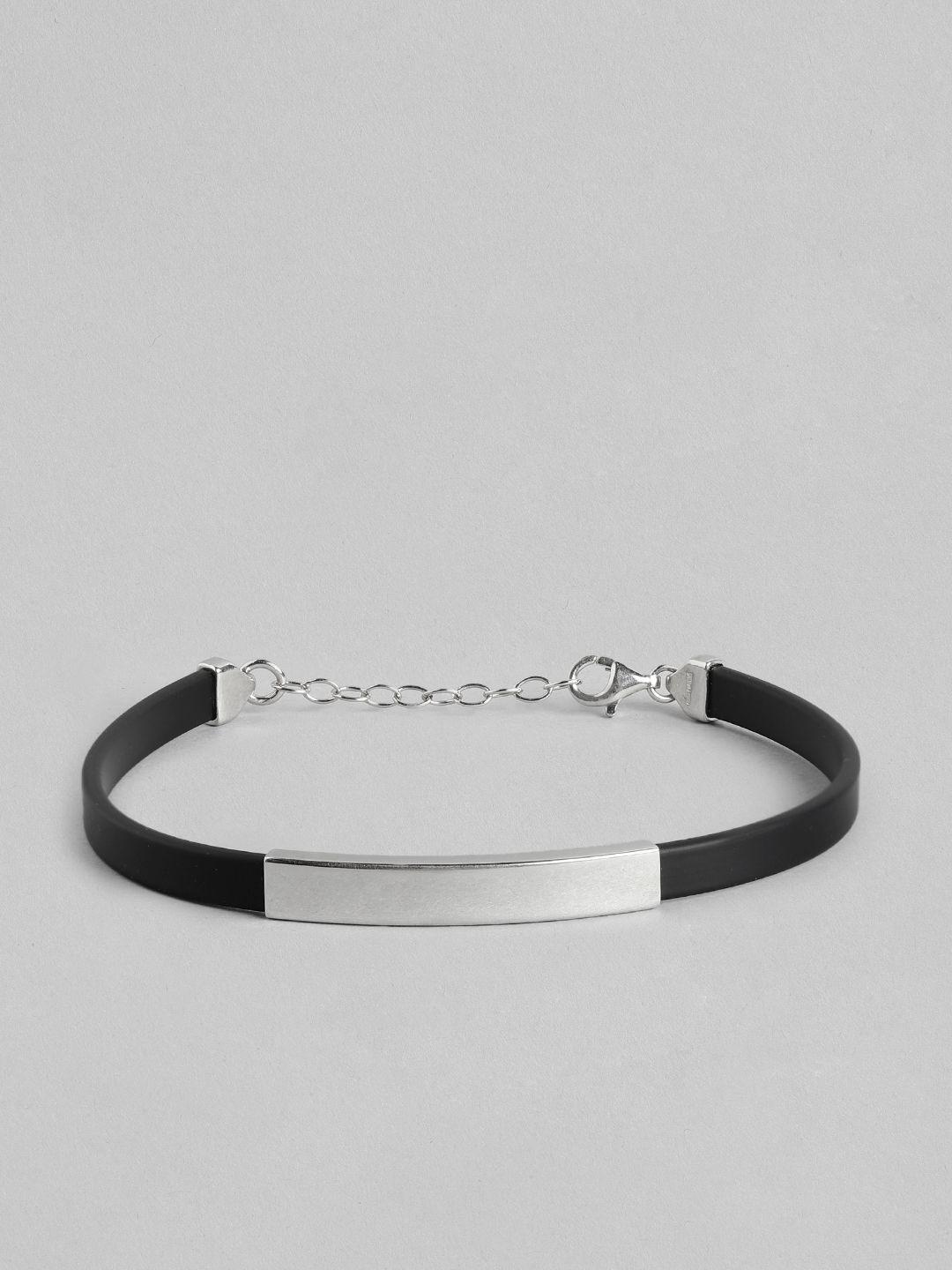 zavya men sterling silver rhodium-plated wraparound bracelet