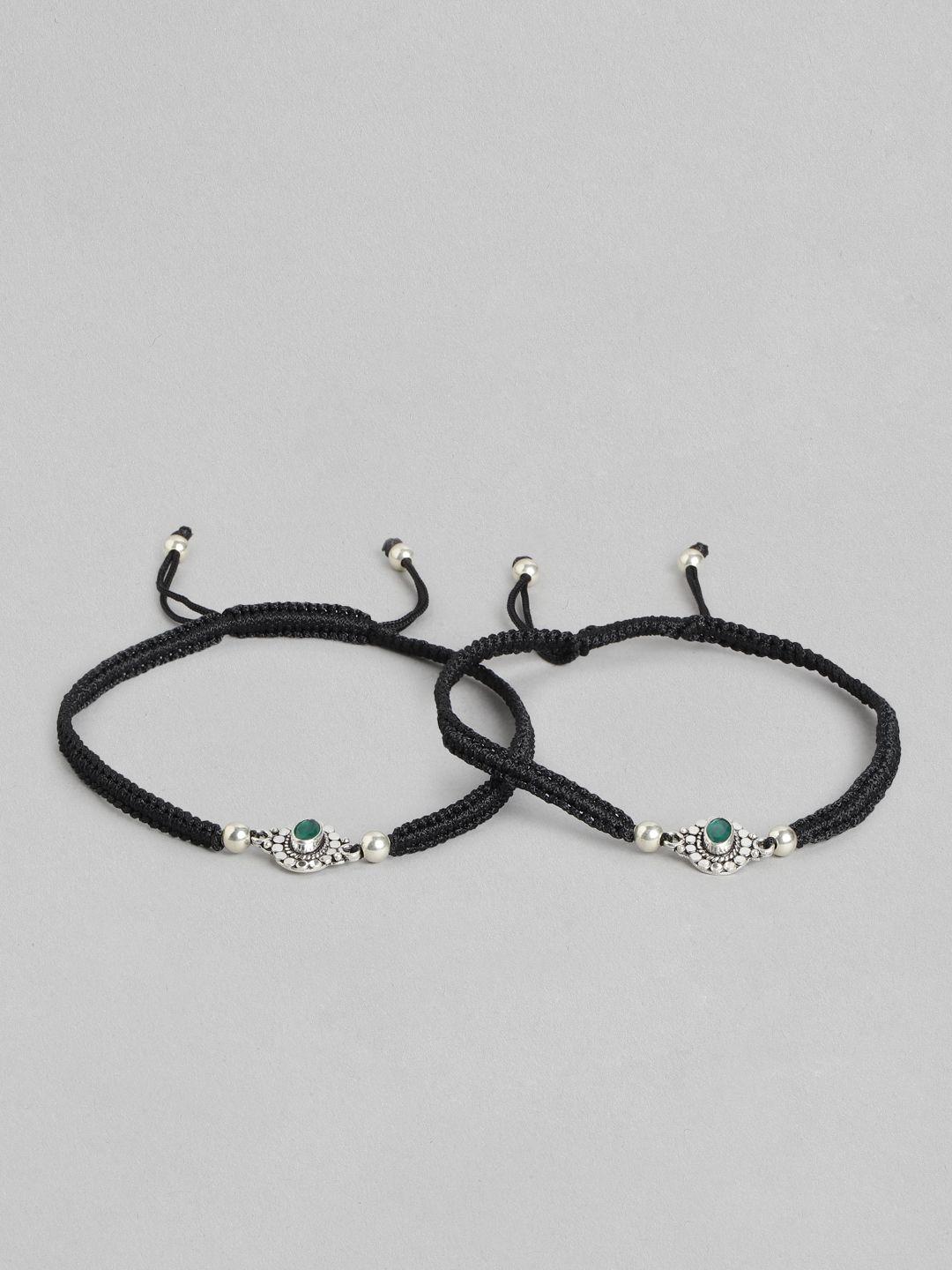 zavya pack of 2 925 pure silver crystal rhodium-plated anklets