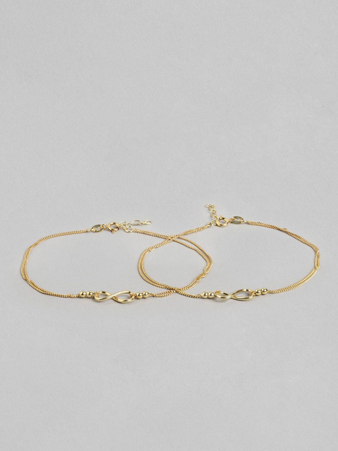 zavya pack of 2 gold-plated 925 pure sterling silver anklets