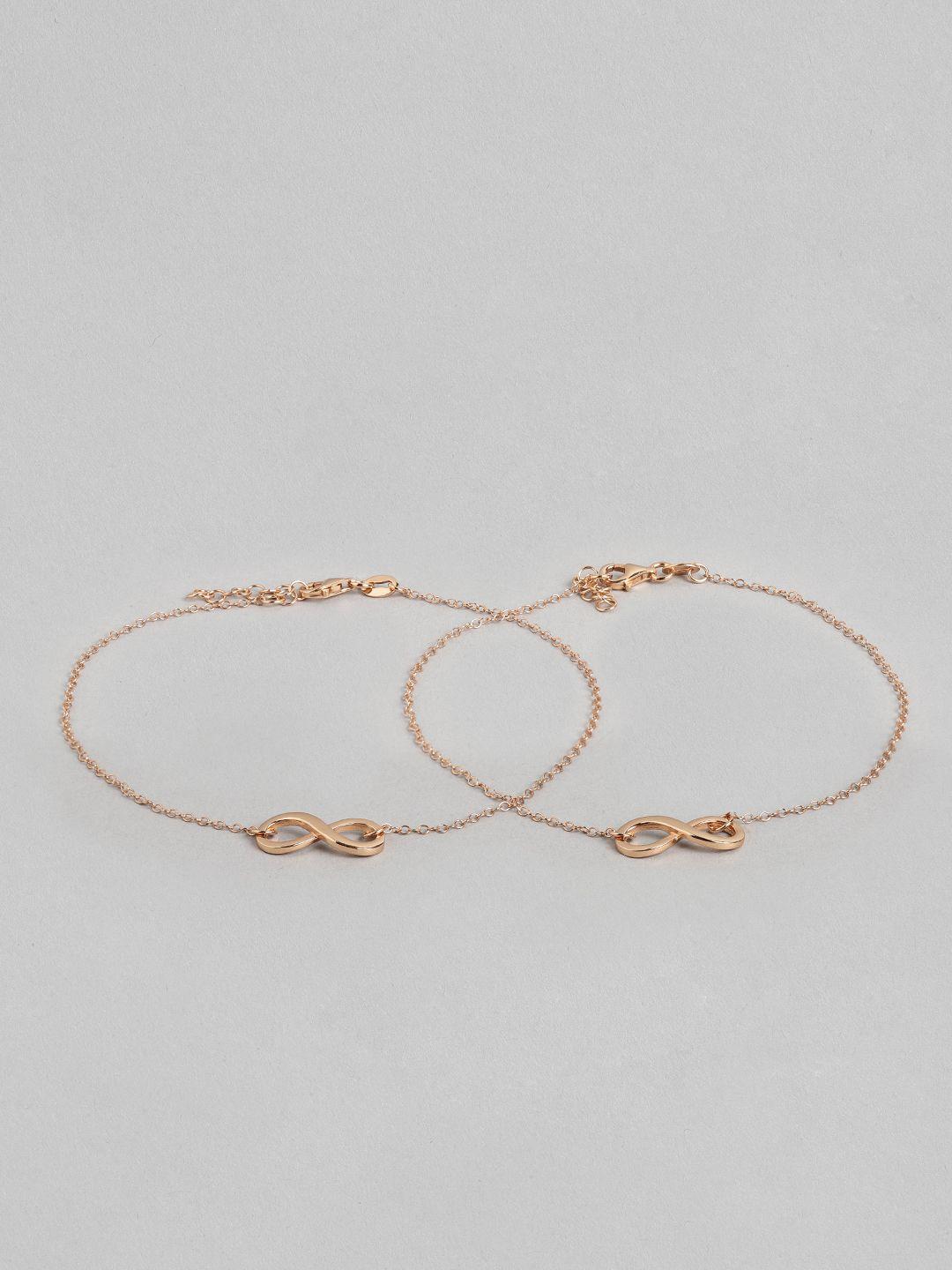 zavya pack of 2 rose gold-plated 925 pure sterling silver anklets