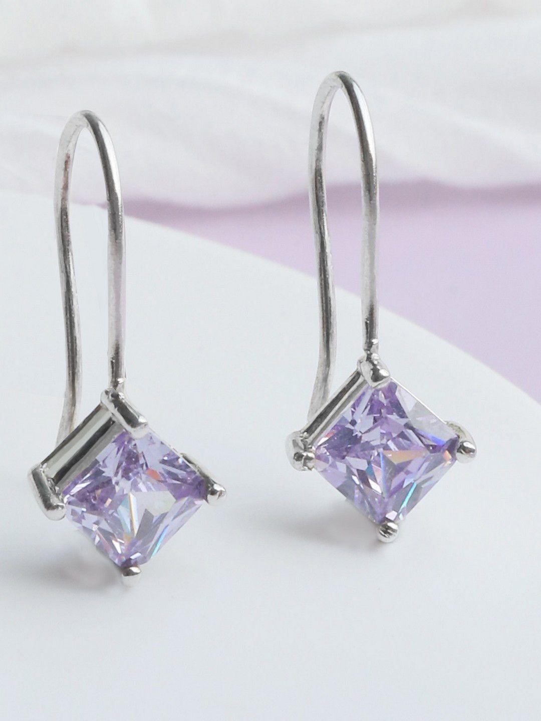 zavya purple 925 sterling silver rhodium-plated drop earrings
