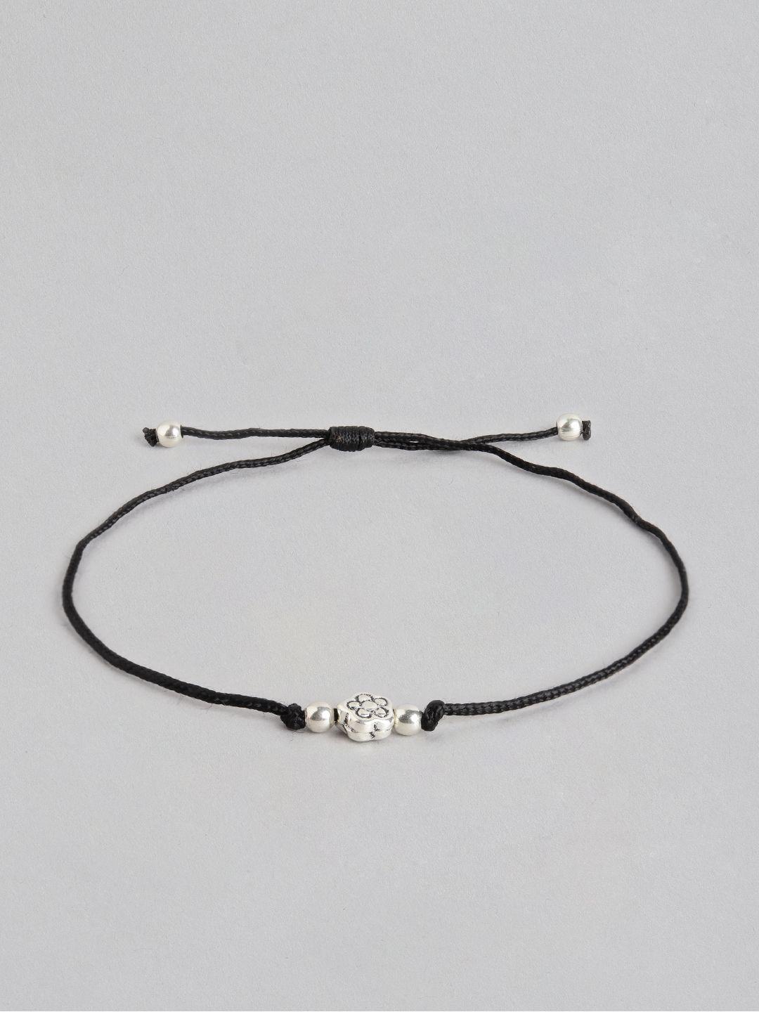 zavya rhodium-plated beads & stones anklet