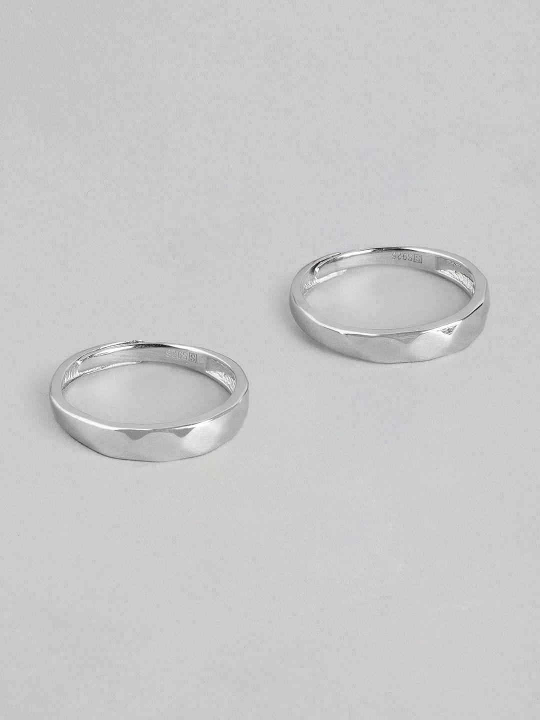 zavya rhodium-plated sterling silver couple finger rings