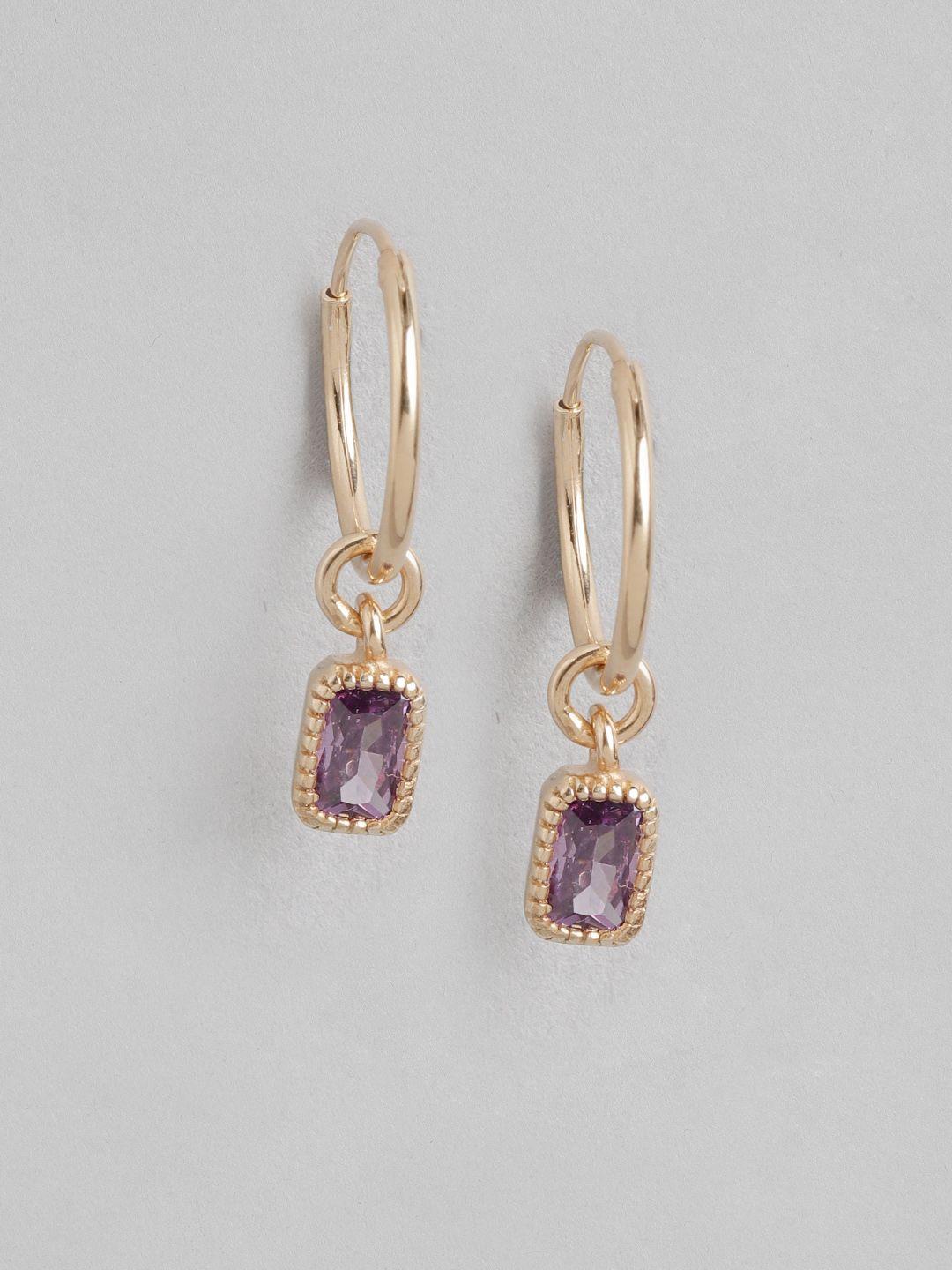 zavya rose gold & purple square drop earrings