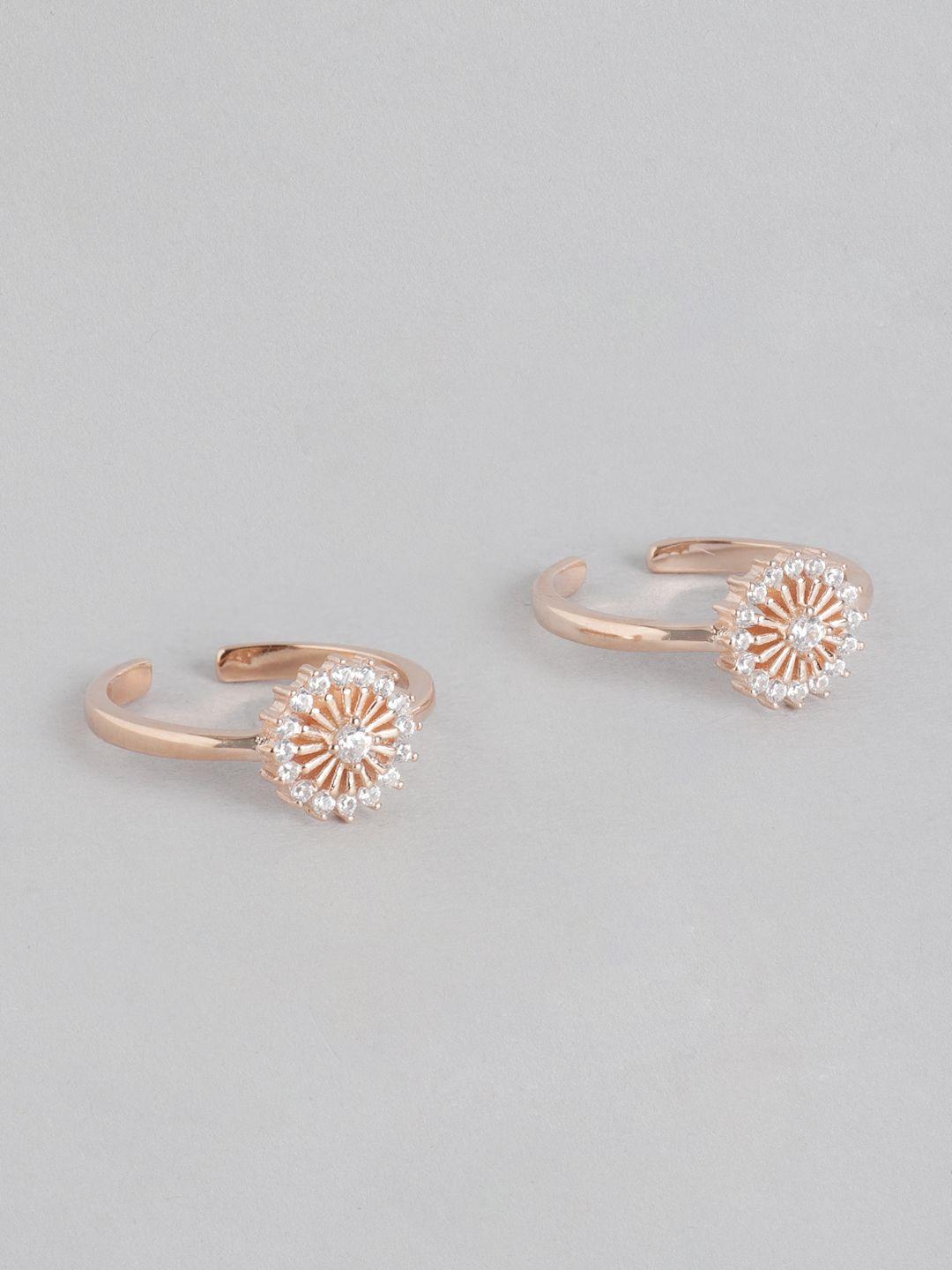 zavya set of 2 rose gold-plated 925 sterling silver toe-rings