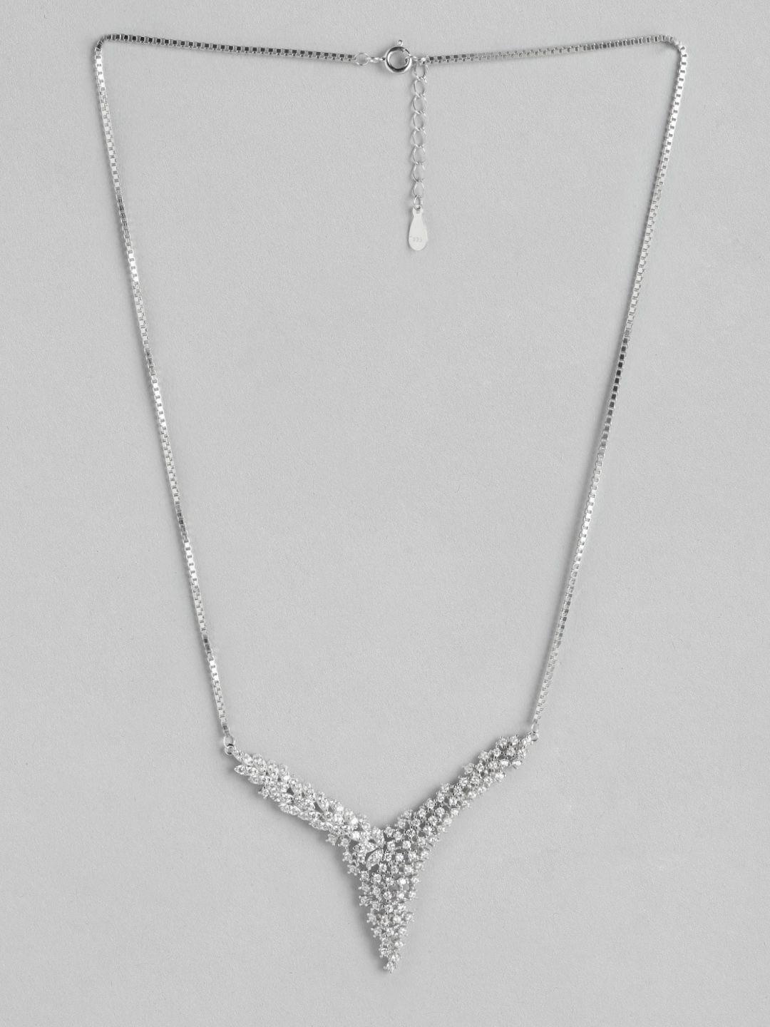 zavya silver-toned sterling silver rhodium-plated necklace