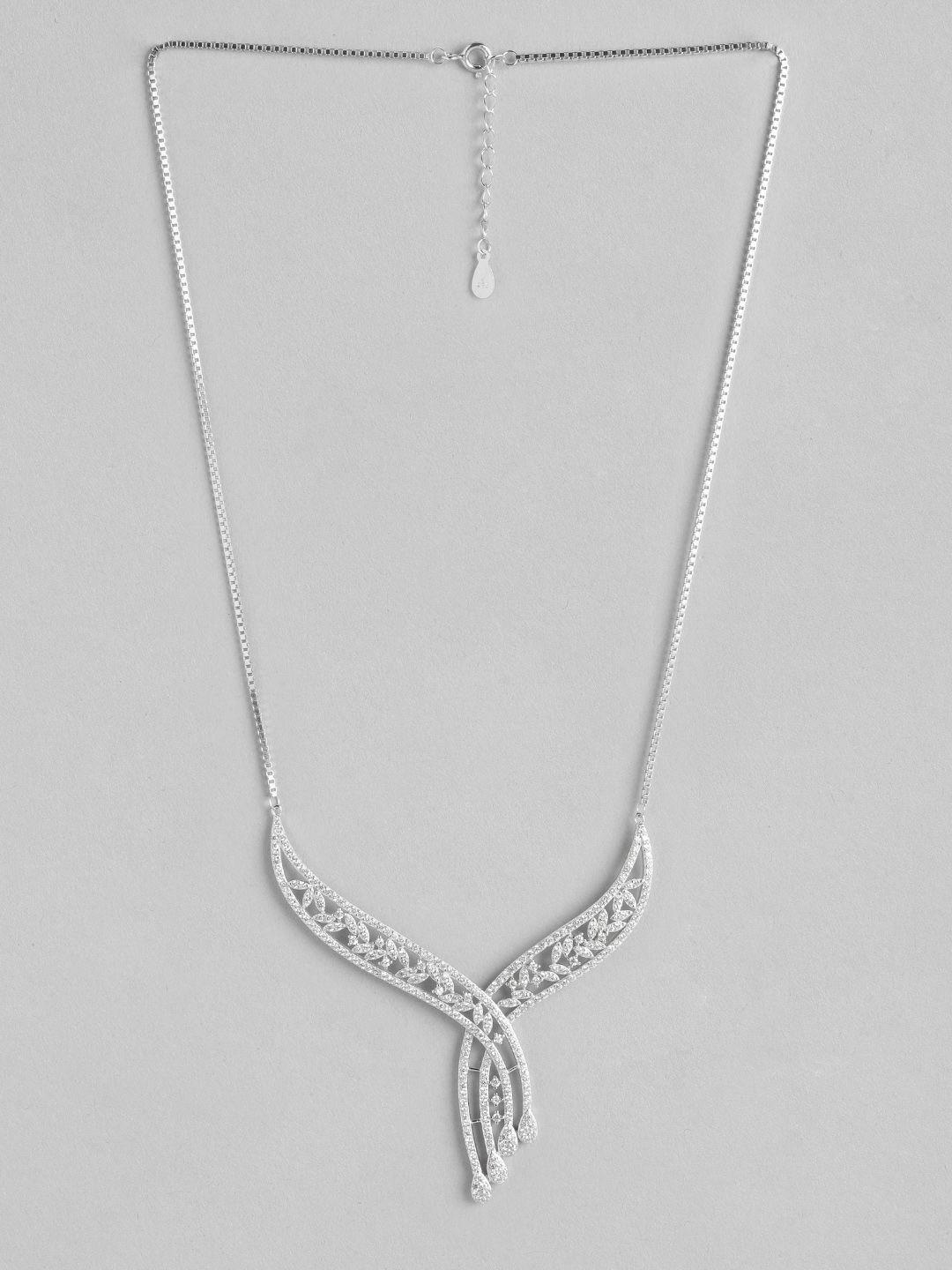 zavya silver-toned sterling silver rhodium-plated necklace