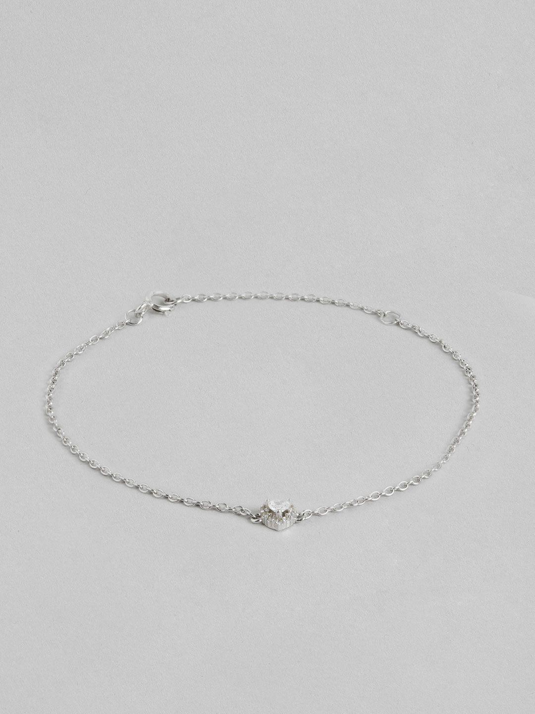 zavya sterling silver cubic zirconia rhodium-plated bracelet