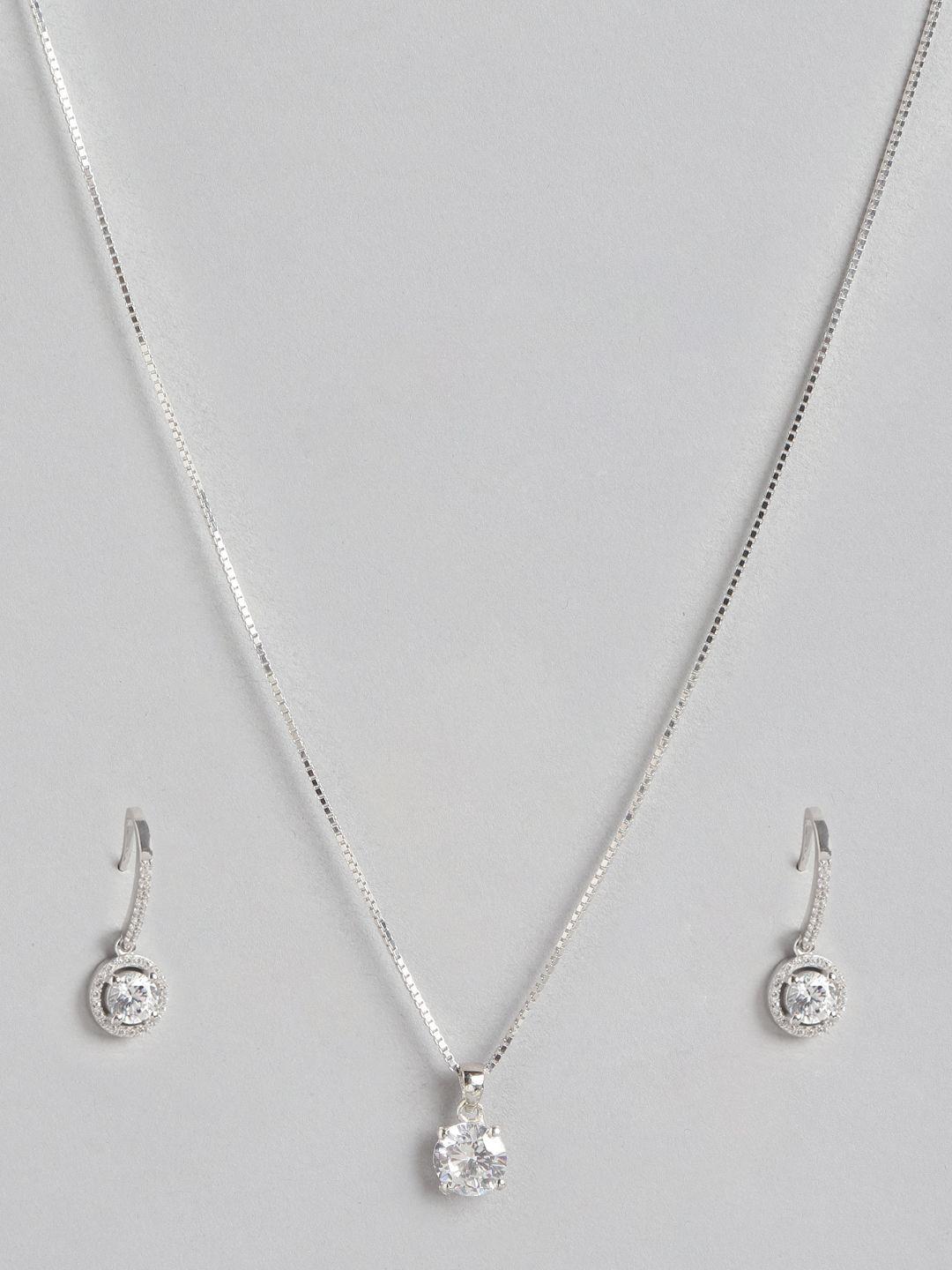 zavya sterling silver rhodium-plated jewellery set