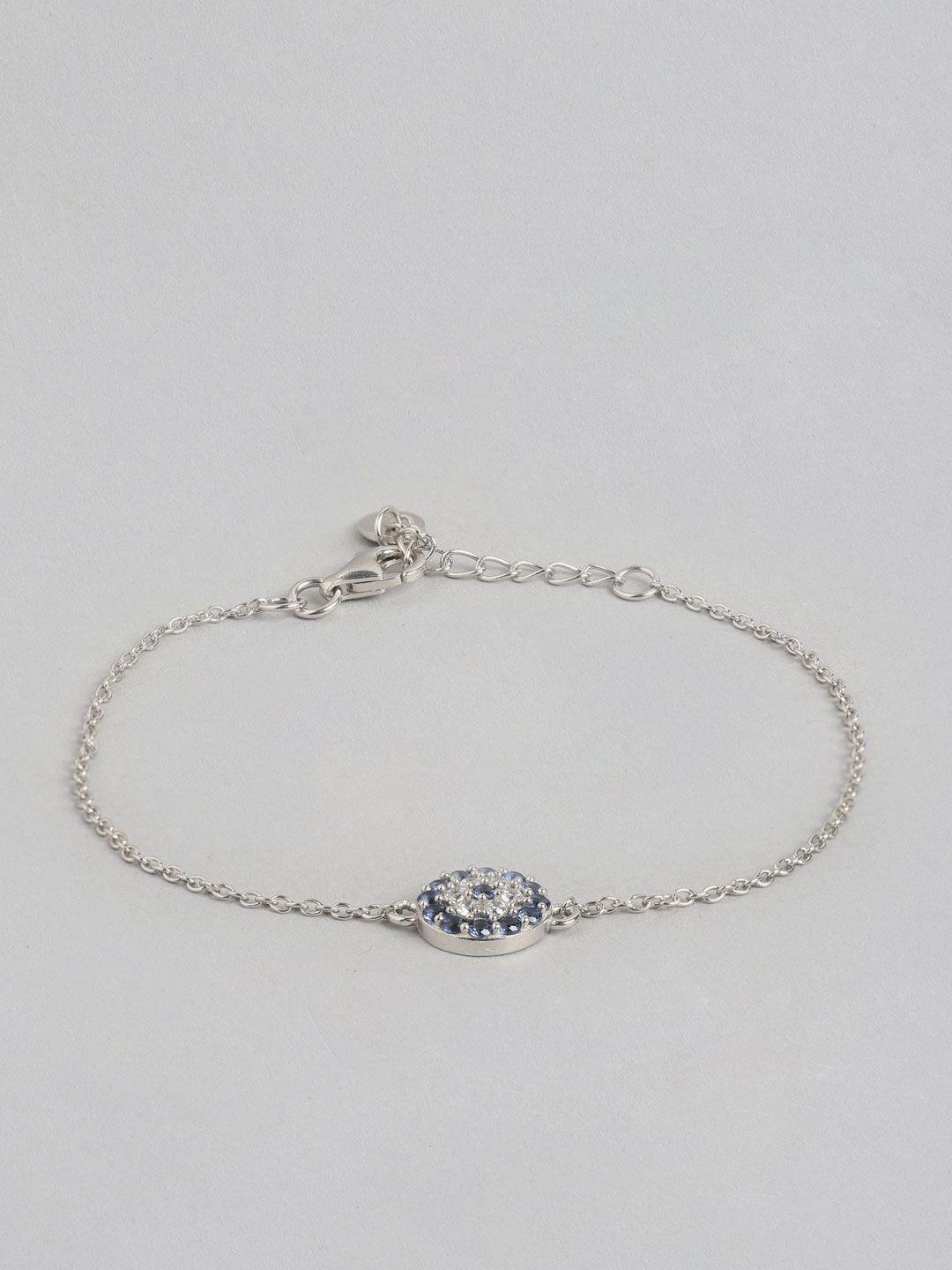 zavya women 925 pure sterling silver cubic zirconia rhodium-plated link bracelet