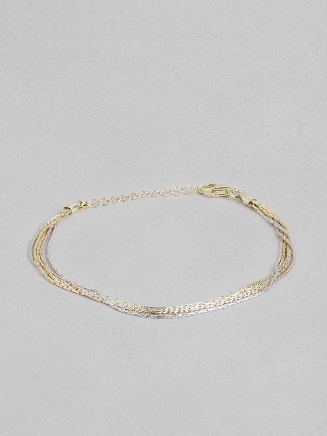 zavya women 925 pure sterling silver rose gold-plated multistrand bracelet