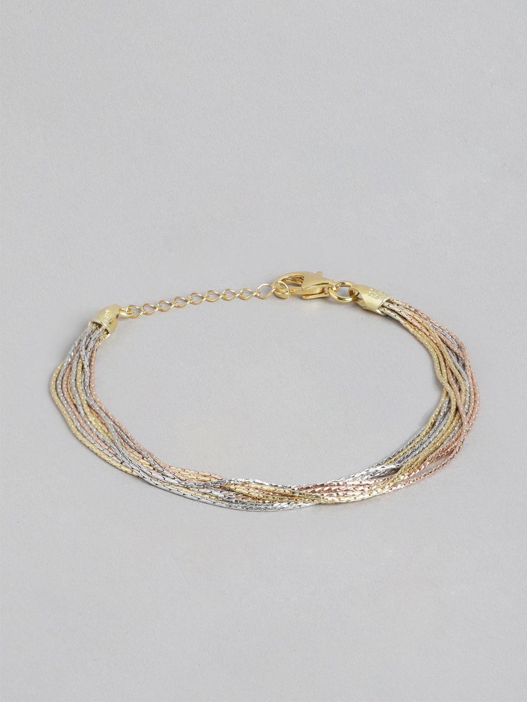 zavya women 925 pure sterling silver rose gold-plated multistrand bracelet