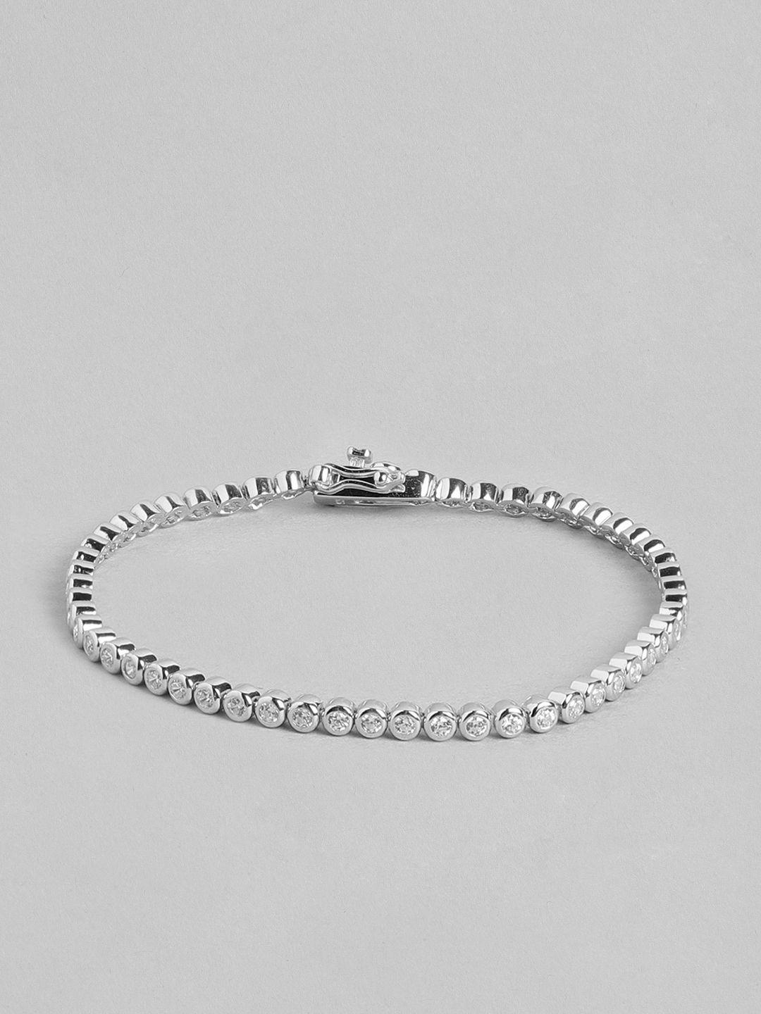 zavya women 925 sterling silver rhodium-plated link bracelet