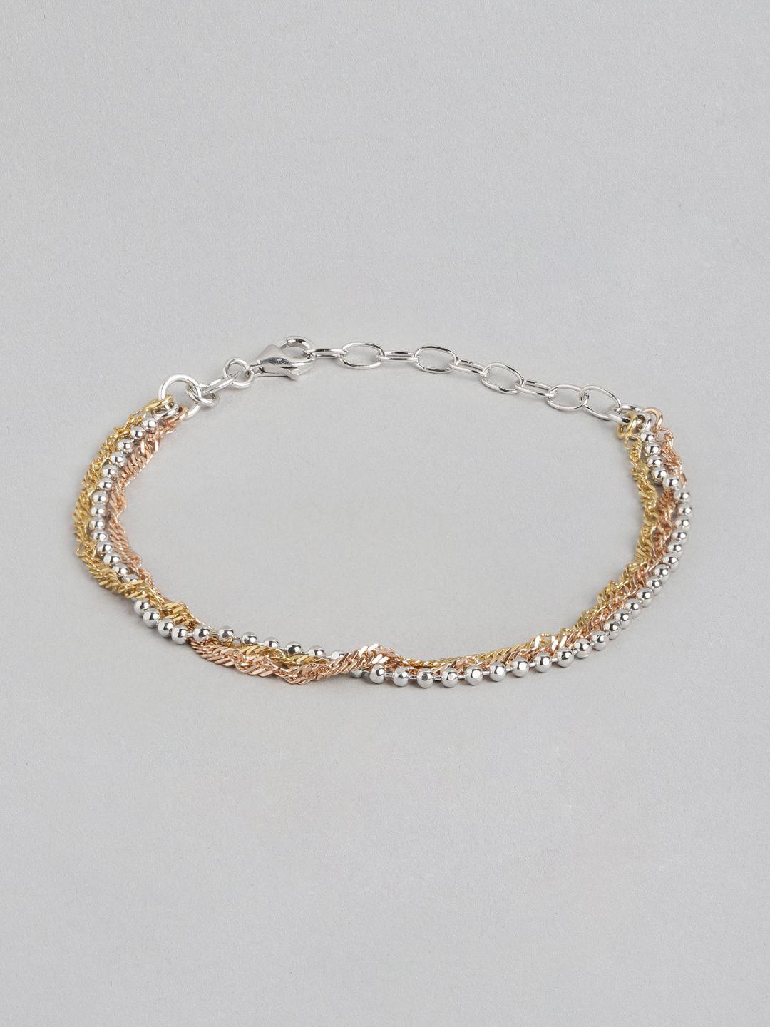 zavya women 925 sterling silver rhodium-plated link bracelet
