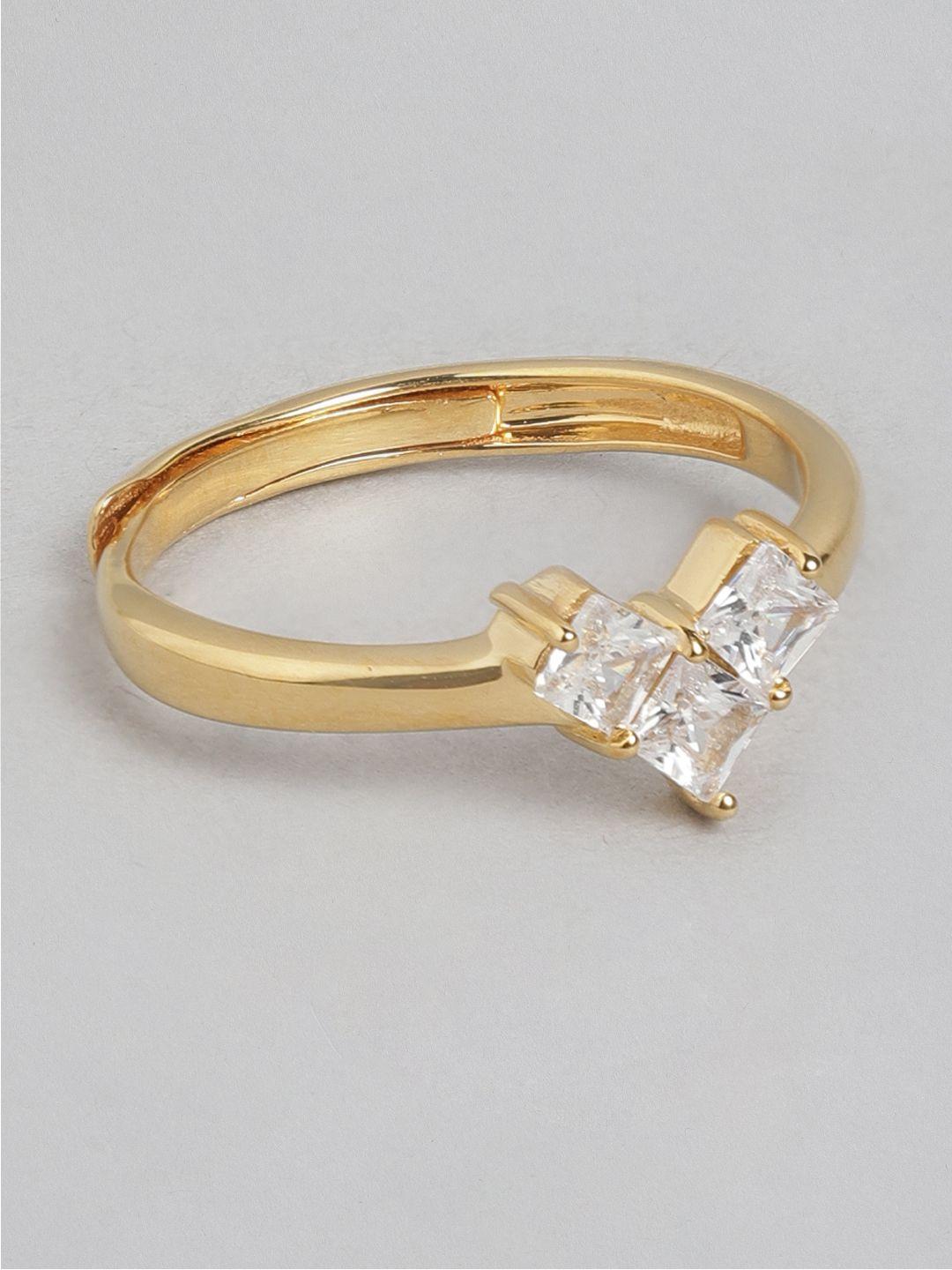 zavya women gold-plated cz studded sterling silver finger ring