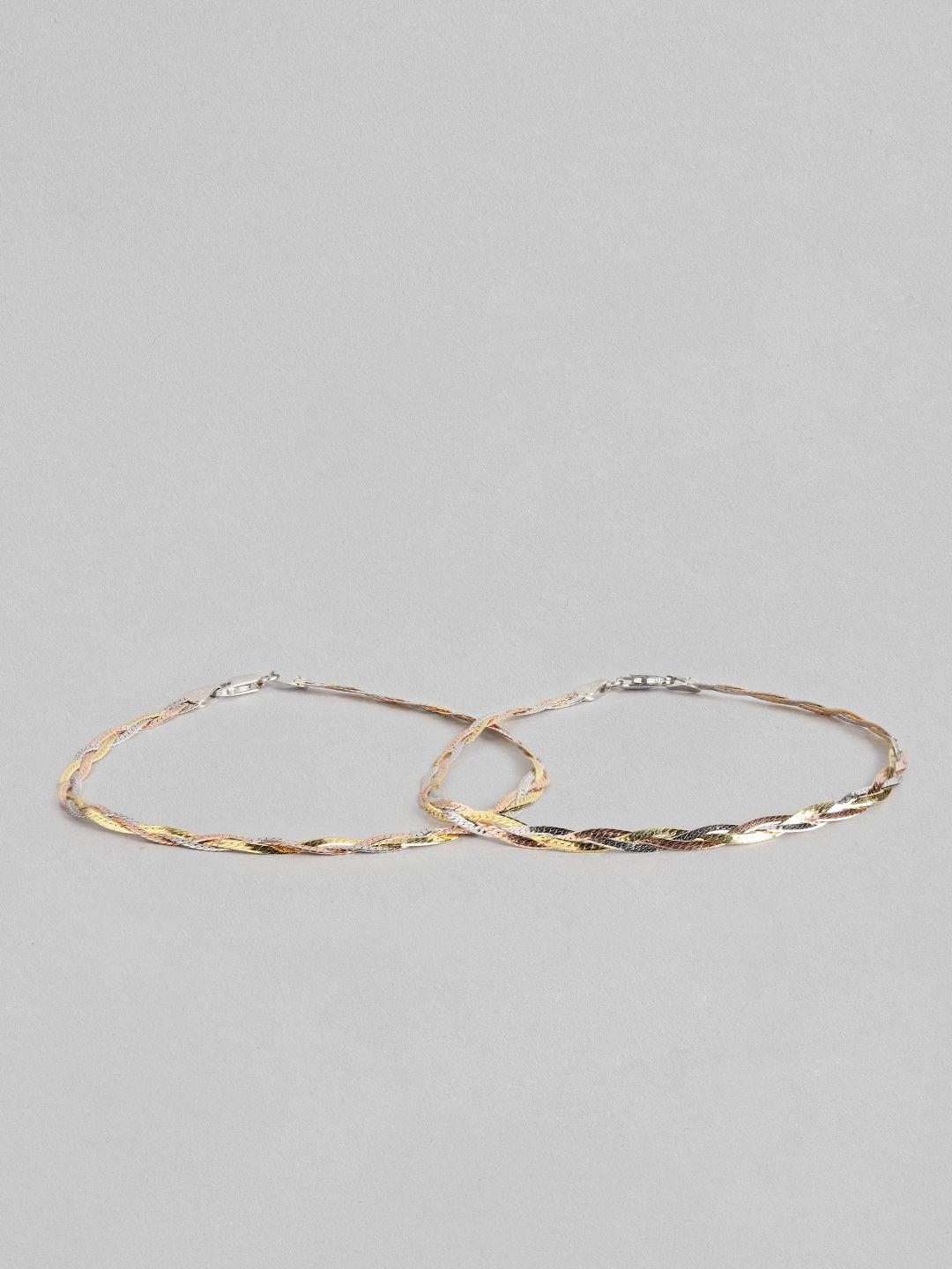 zavya women gold-toned silver rose gold-plated anklet