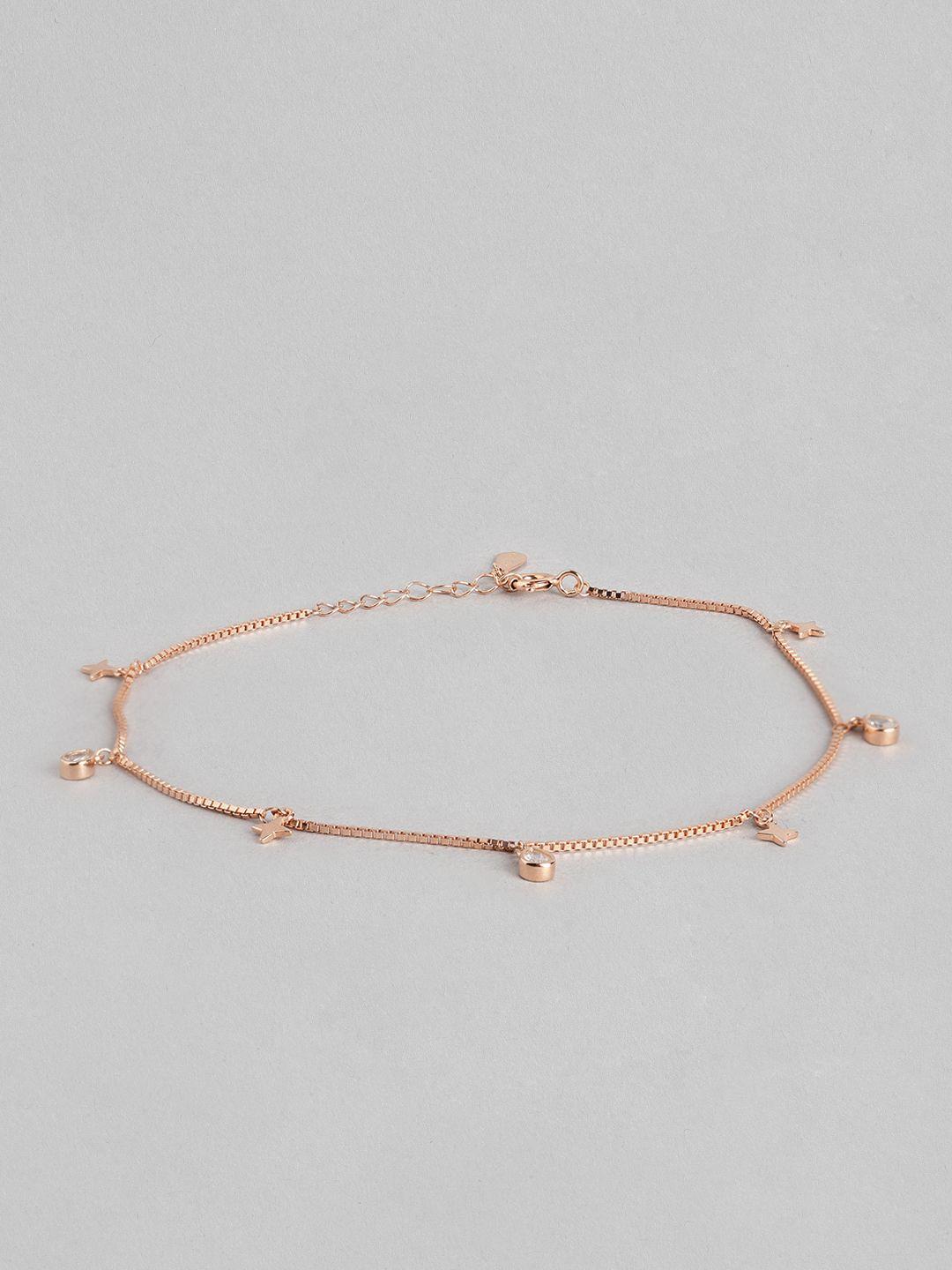 zavya women gold-toned silver rose gold-plated crystals anklet