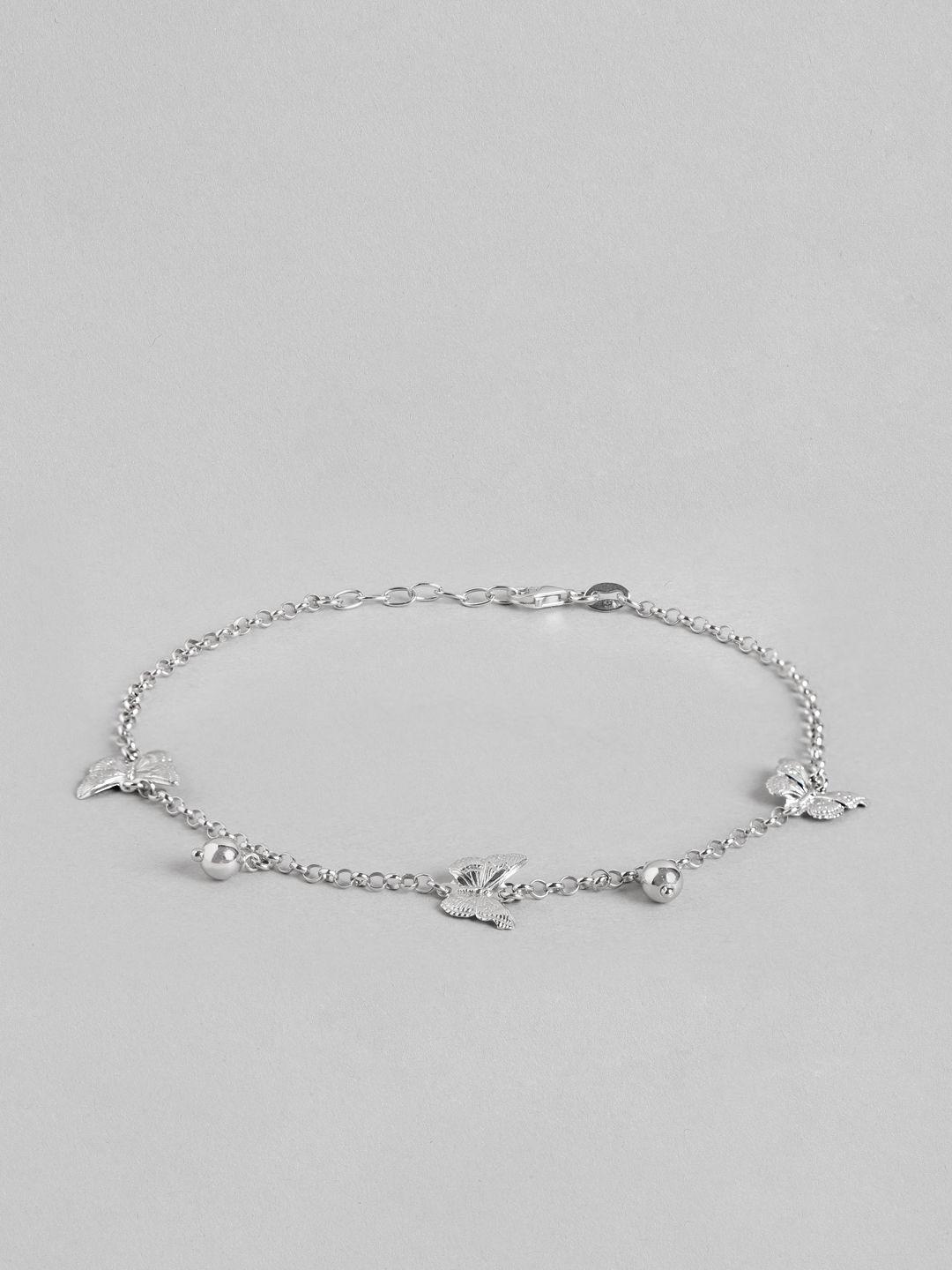 zavya women rhodium-plated sterling silver anklet