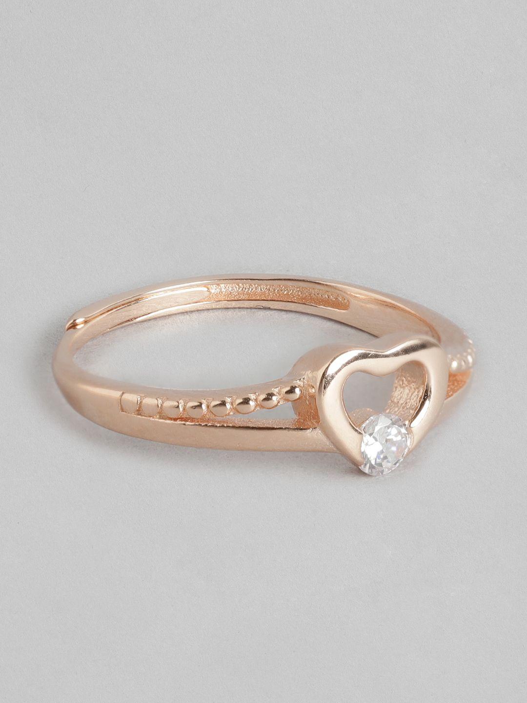 zavya women rose gold-plated cz studded finger ring