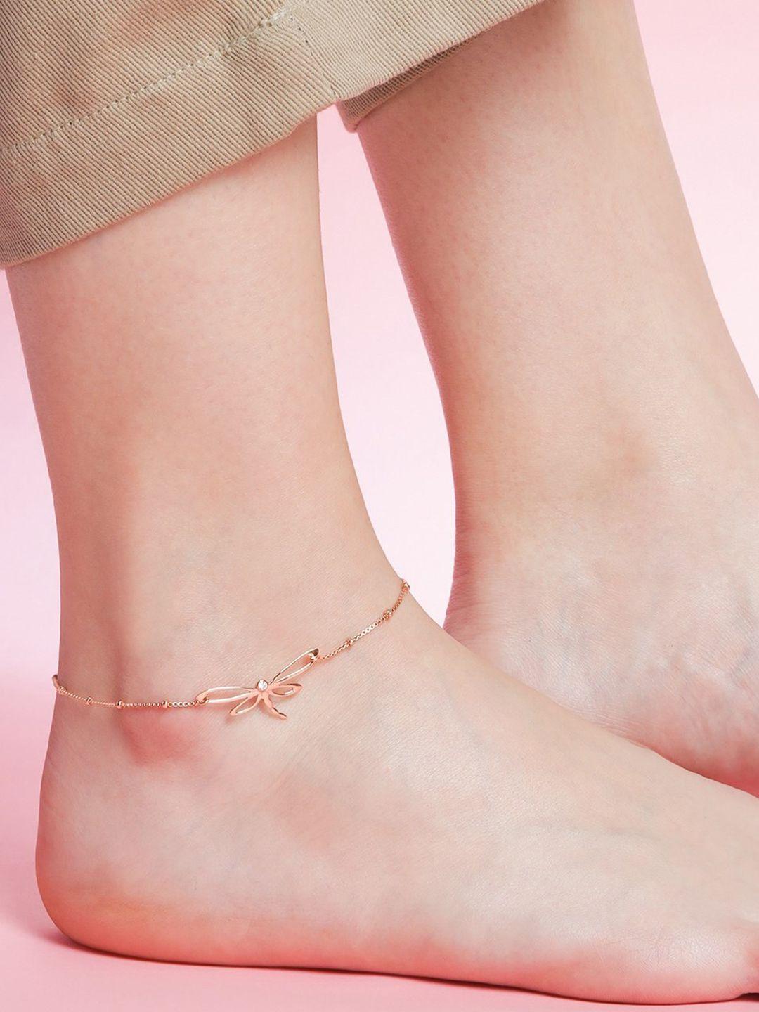 zavya women rose gold-plated sterling silver anklet